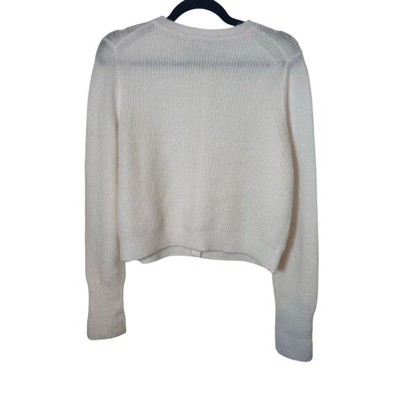 Boden Sweater Womens Medium Jewel Button Fluffy Cardigan Cream White Holiday - Picture 3 of 9